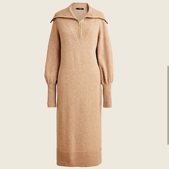 NWT J. Crew Half-zip sweater-dress in Supersoft yarn in Heather mushroom - Picture 4 of 12